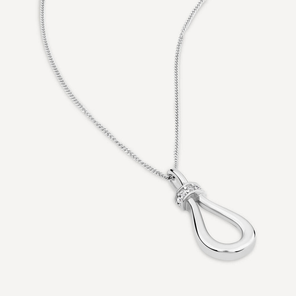 9ct White Gold Top Open Diamond Pear Pendant image number 3