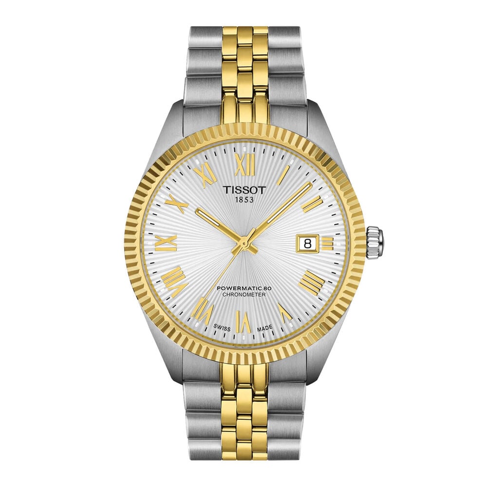 Tissot Ballade Powermatic 48 COSC 30mm Silver Dial Yellow Gold PVD Steel Bracelet Watch image number 0