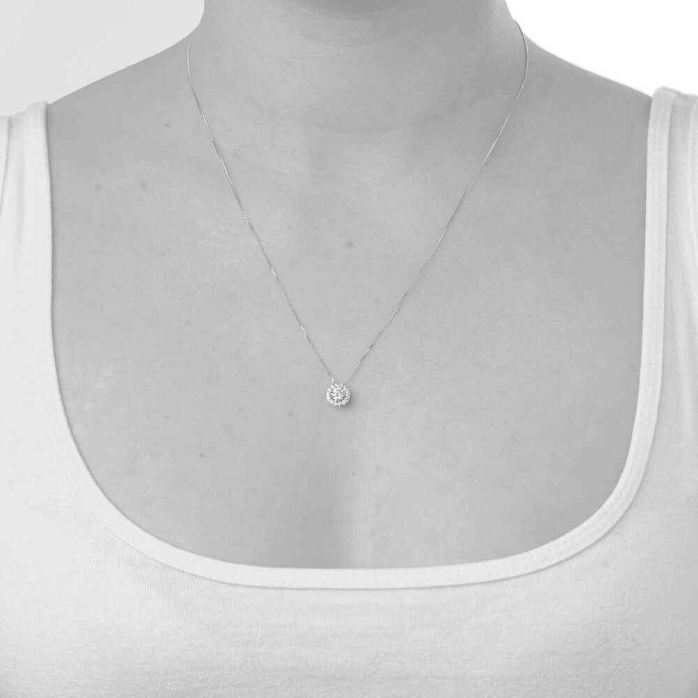 18ct White Gold 0.42ct Amia Diamond Halo Pendant image number 3