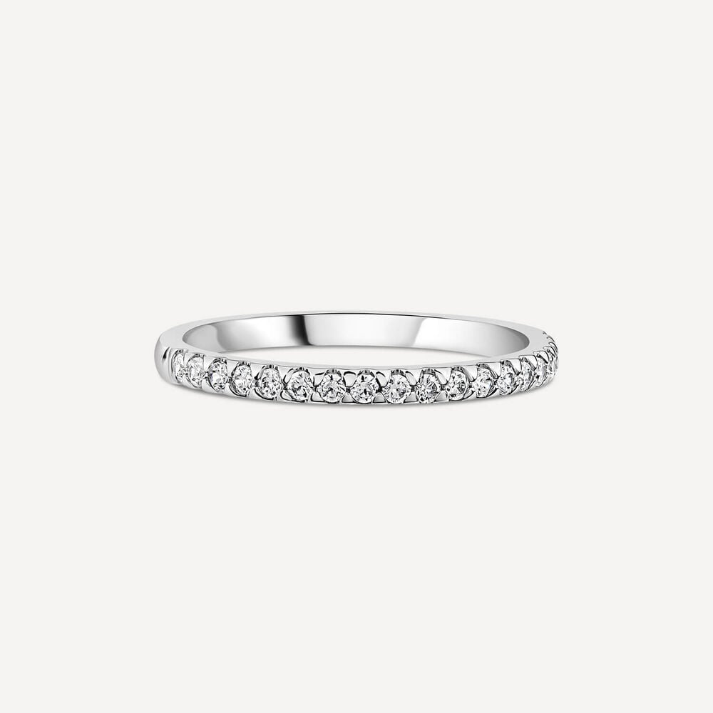 Platinum 1.7mm 0.15ct Diamond Triangle Claw Wedding Ring image number 2