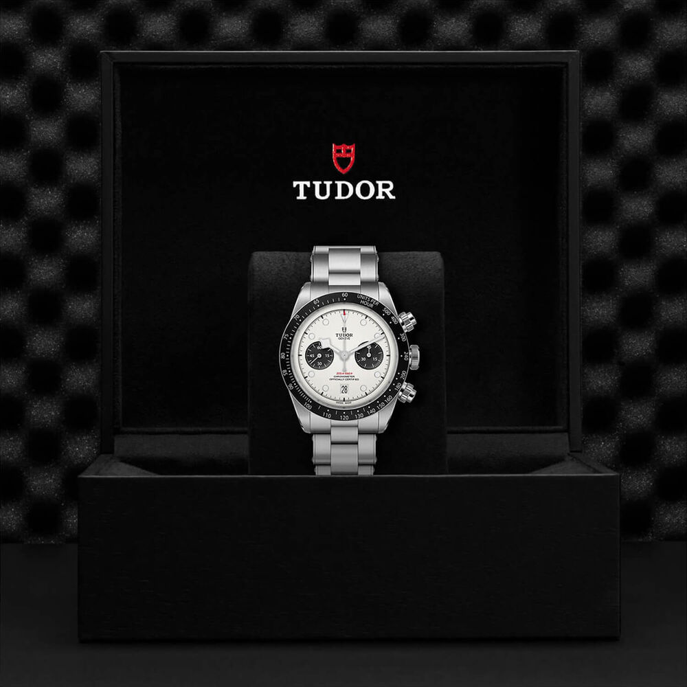 TUDOR Black Bay Chrono 41mm Opaline Dial Steel Three-Link Bracelet Watch image number 4