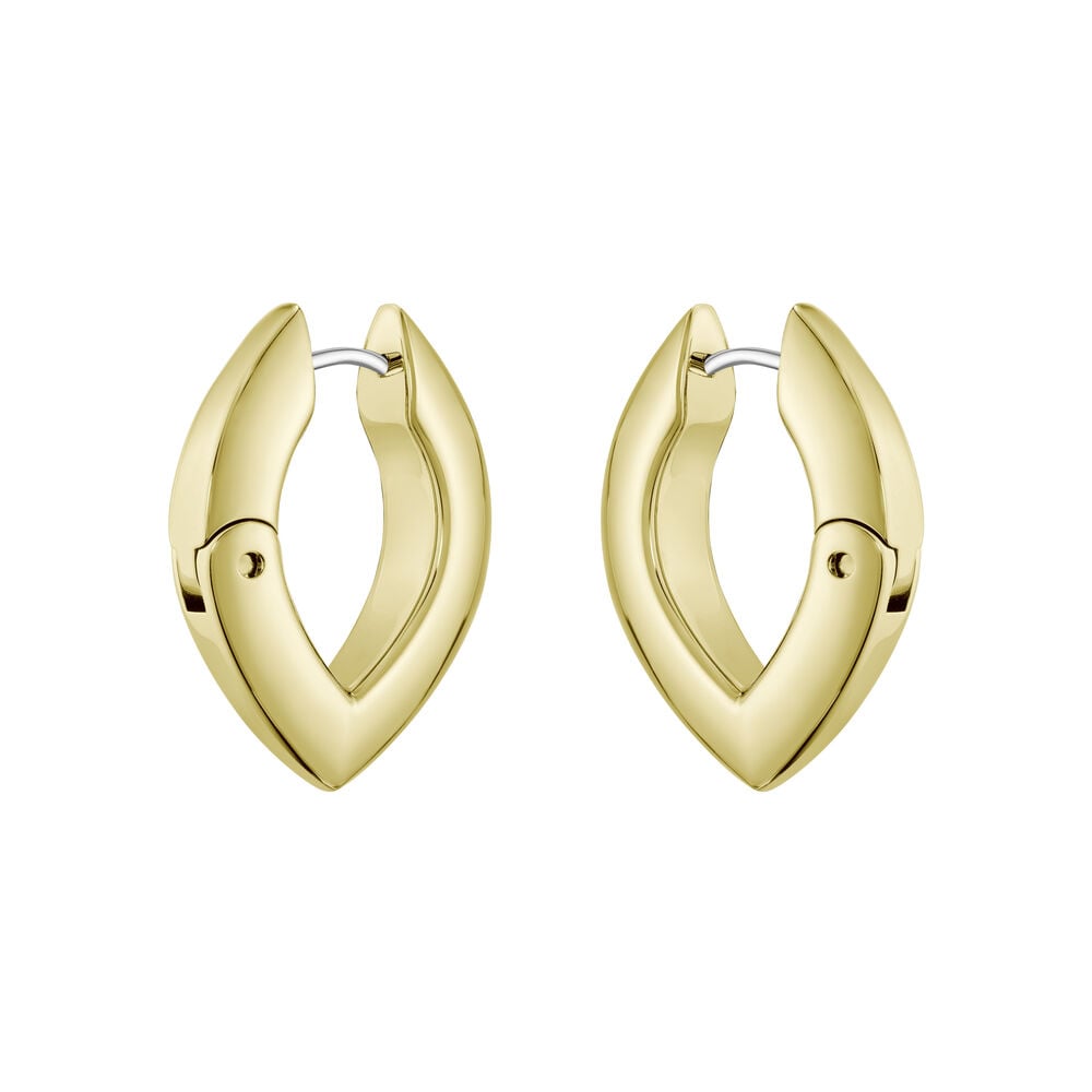 BOSS Fiora Yellow Gold Tone Stainless Steel Hoop Earrings image number 2