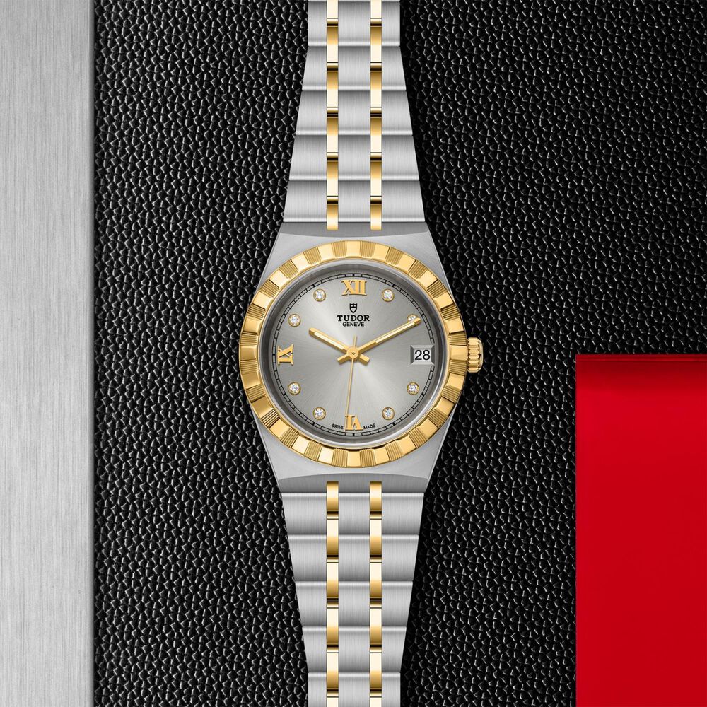 TUDOR Royal 34mm Silver Dial Diamond Dots Two Tone Steel Bracelet Watch image number 2
