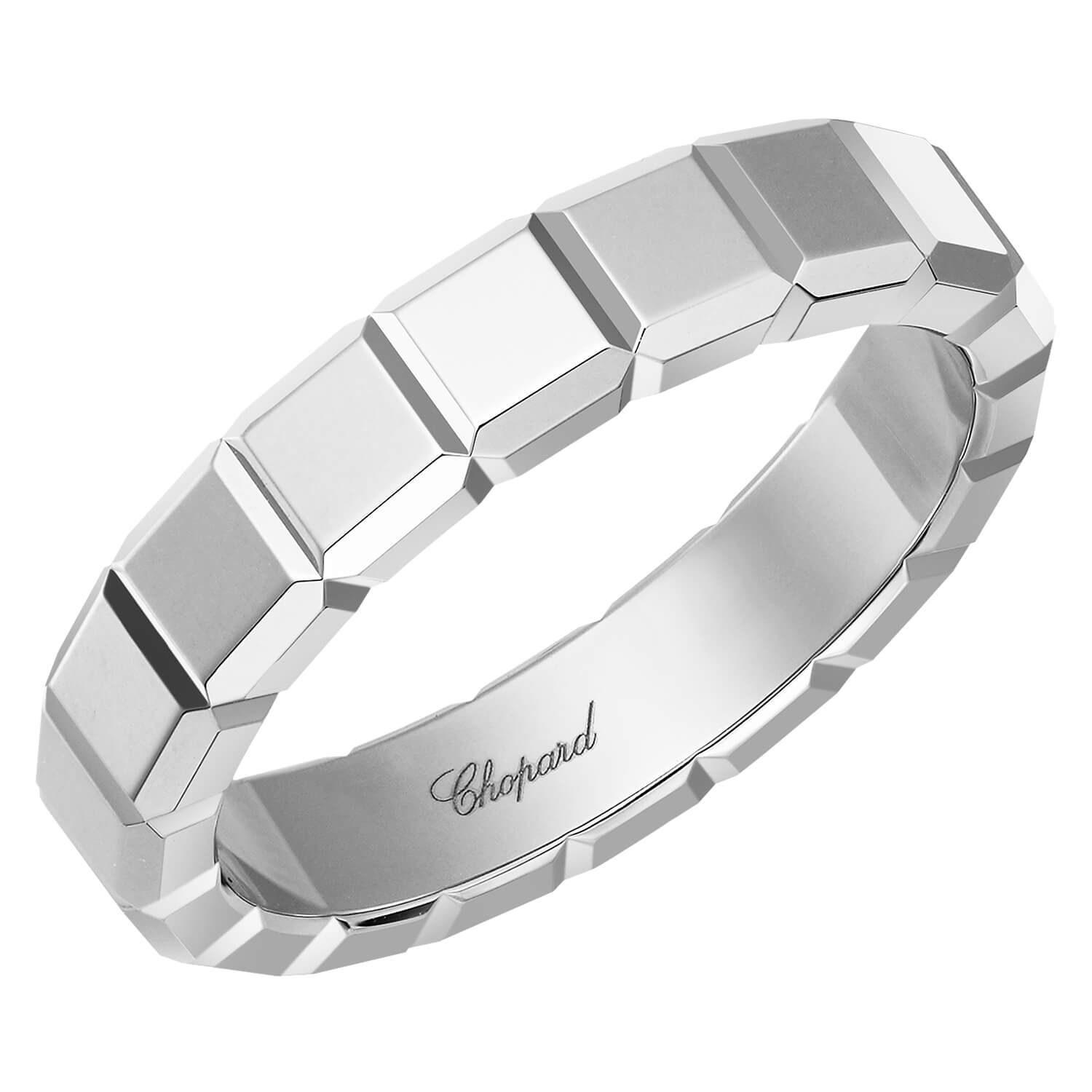 Chopard Ice Cube 18ct White Gold Plain Medium Thickness Band Ring UK Size Q R