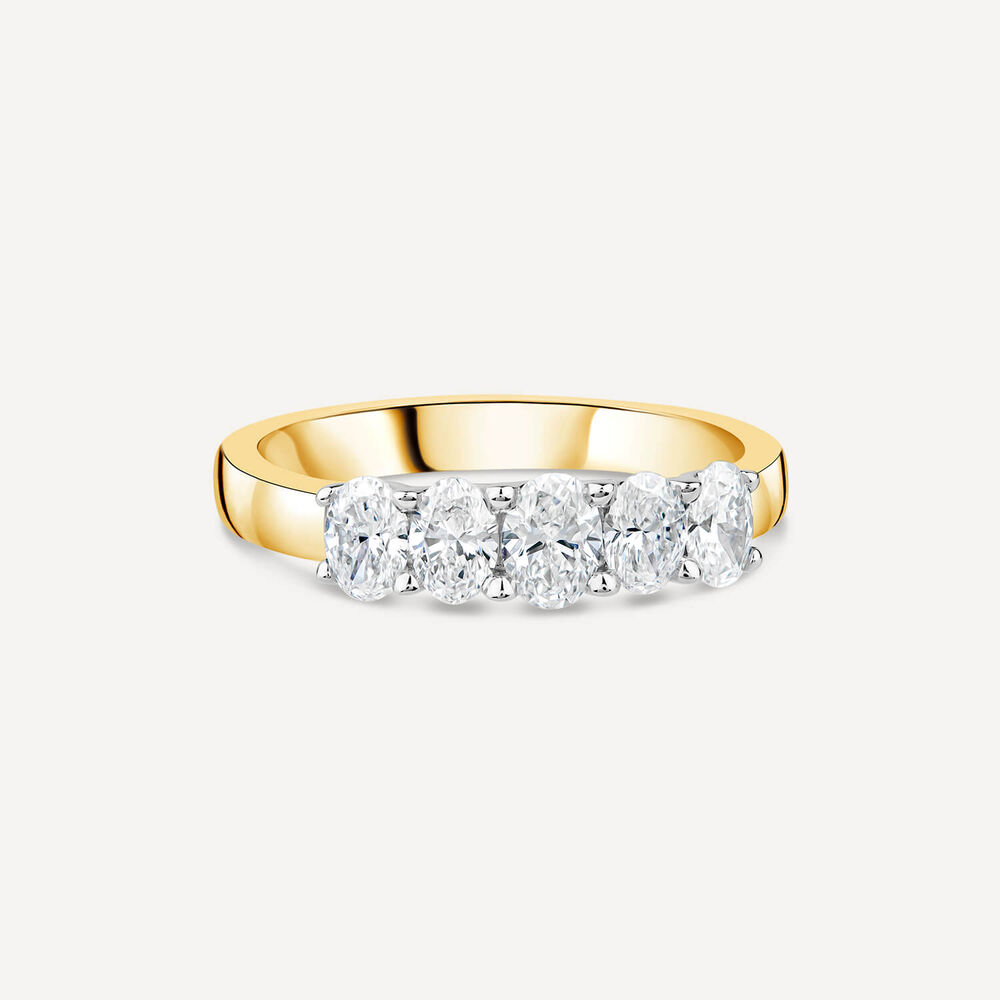 Born 18ct Yellow Gold 5 Stone 1ct Lab Grown Diamond Ring image number 2