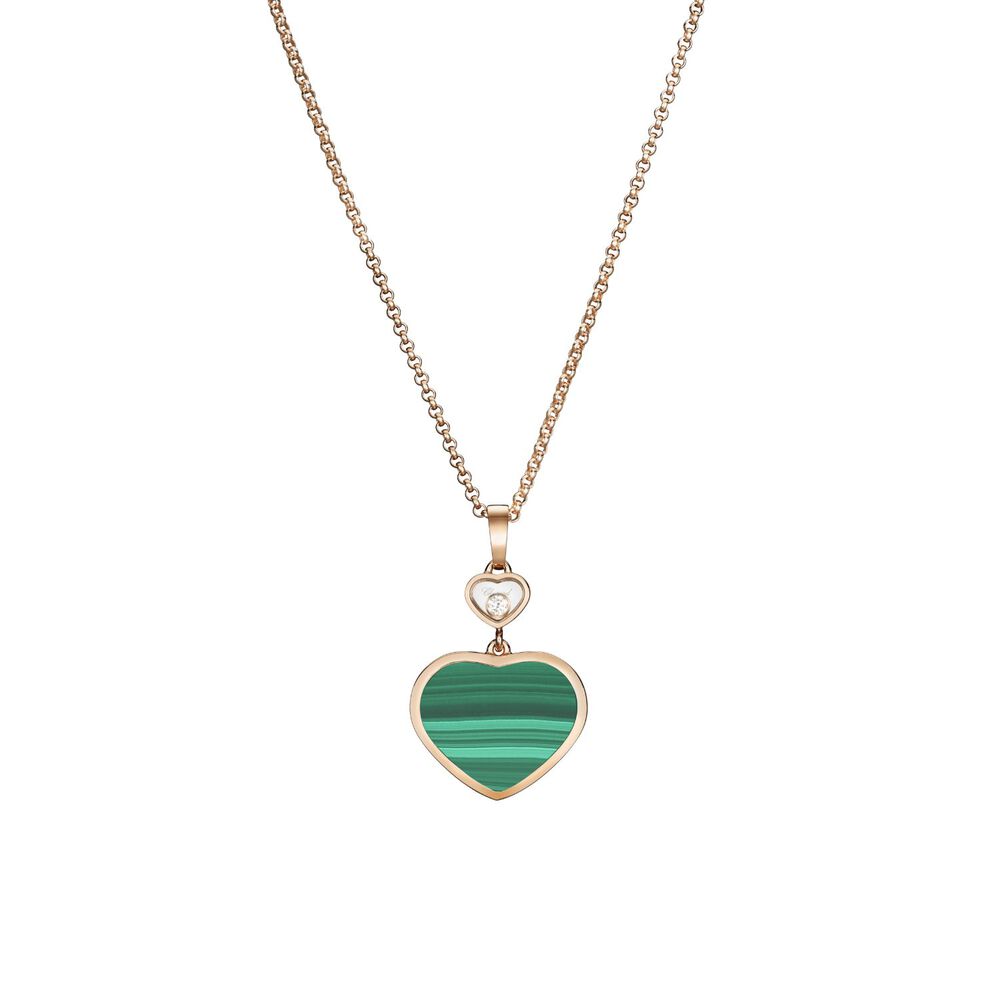 Chopard Happy Heart 18ct Rose Gold Malachite Diamond Pendant image number 0