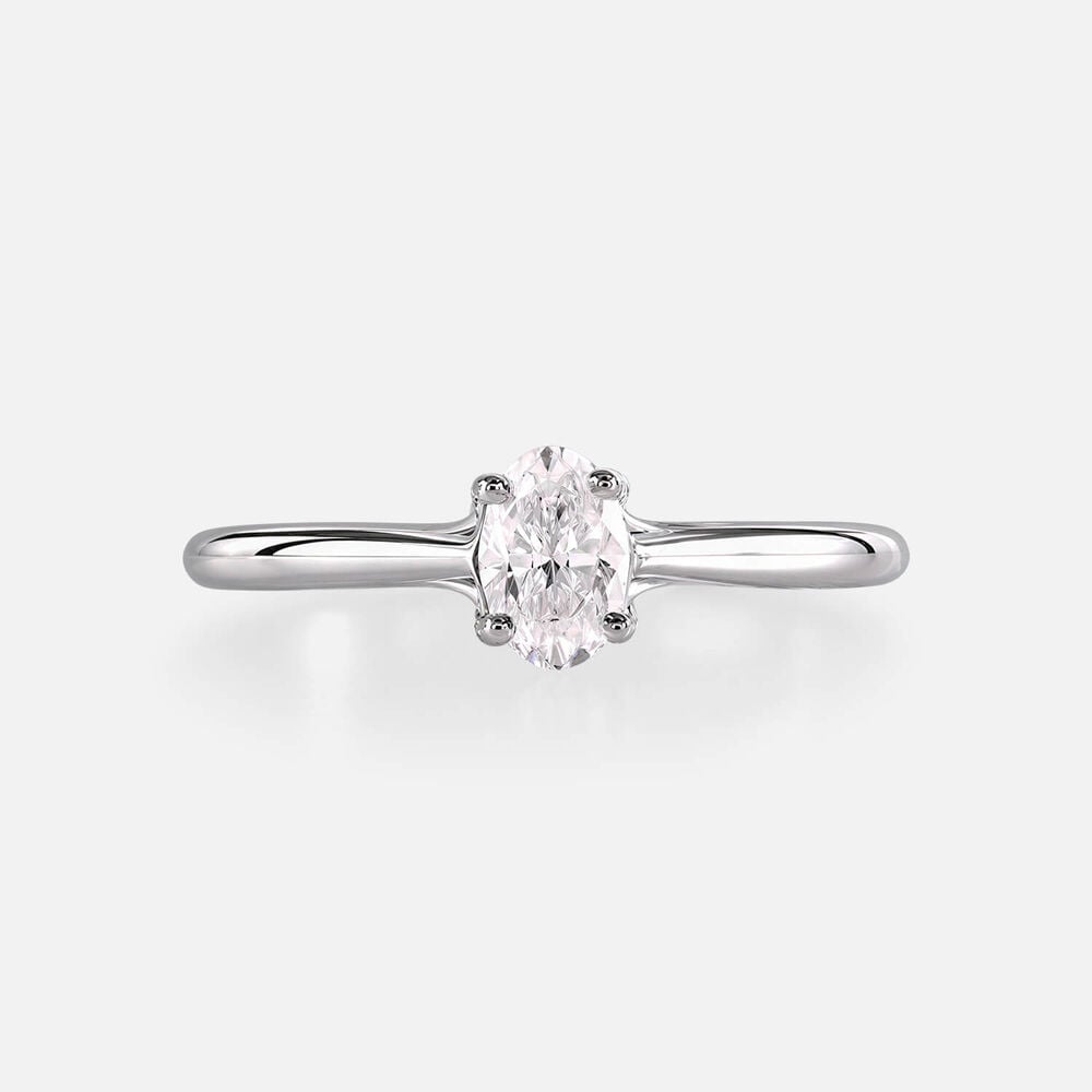 Floral Platinum 0.50ct Oval Diamond Solitaire Ring
