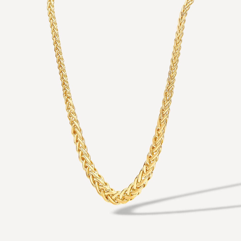 9ct Yellow Gold Woven Plaited Link Necklet image number 1