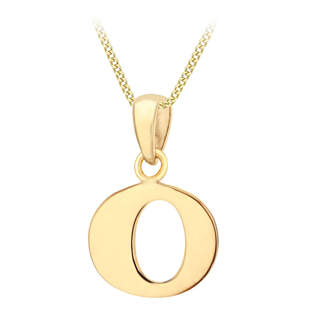 9ct Yellow Gold Plain Initial O Pendant With 16-18' Chain (Special Order) (Chain Included) image number 0