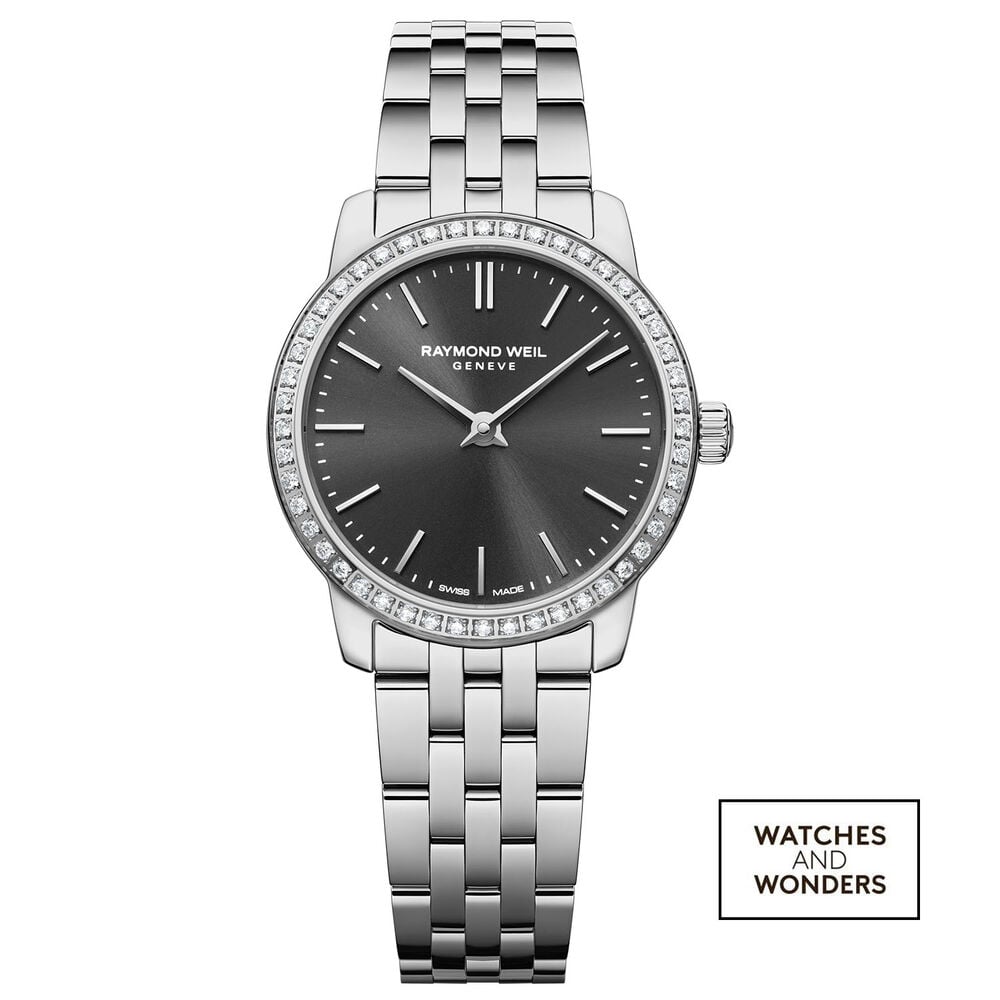 Raymond Weil Toccata Classic 24mm Black Dial Diamond Set Bezel Steel Bracelet Watch