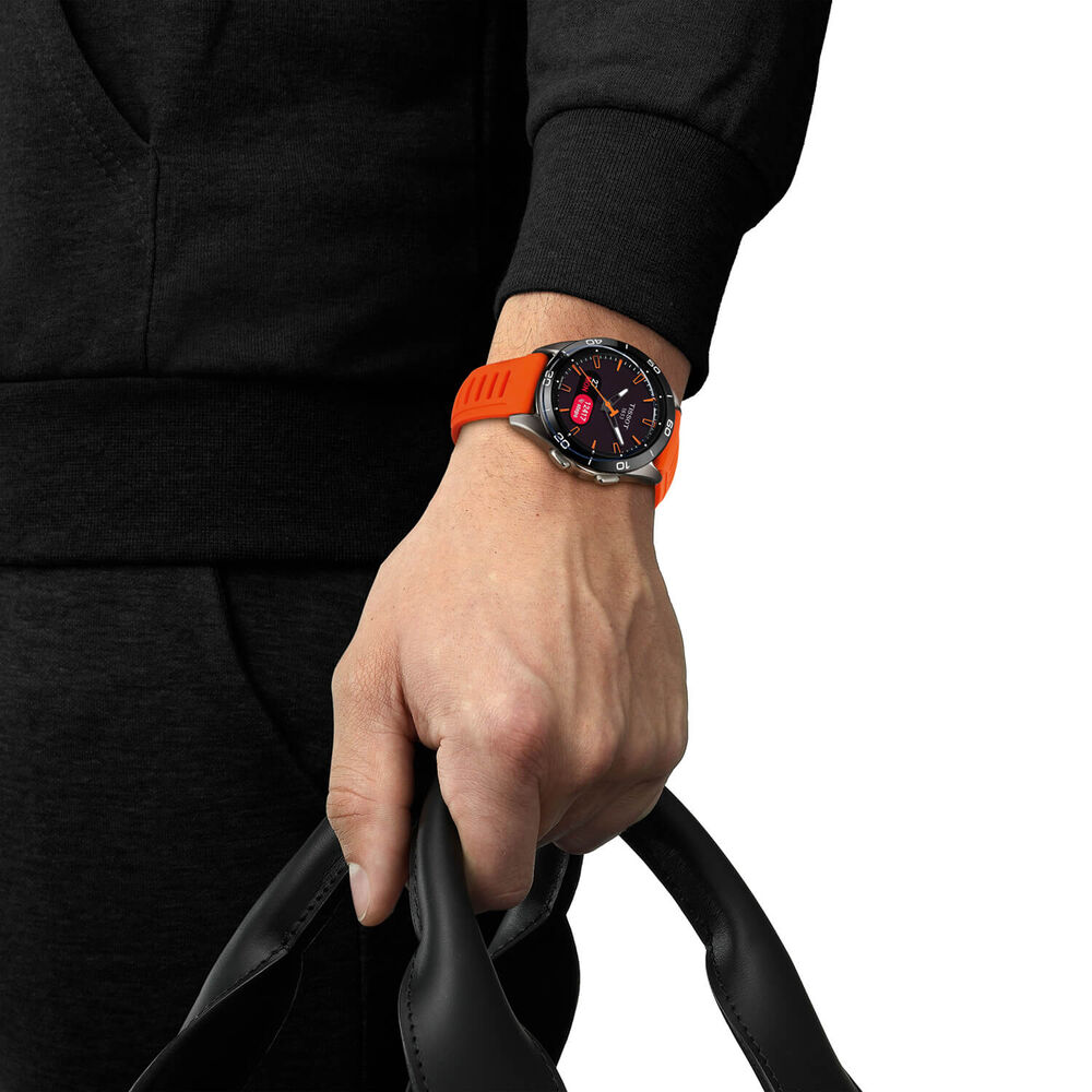 Tissot T-Touch Connect Sport 43.75mm Black Dial Orange Rubber Strap Watch image number 3