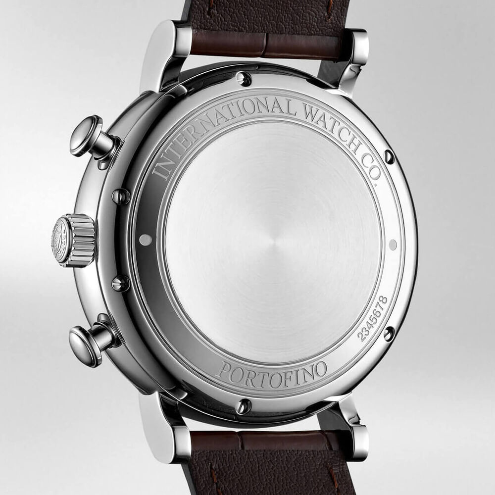 IWC Schaffhausen Portofino Chronograph Silver Dial Brown Strap Watch image number 3