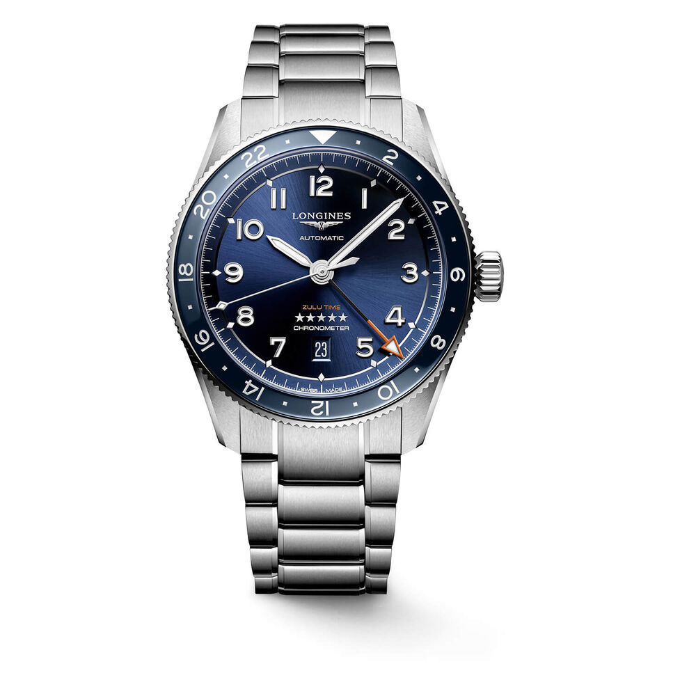 Longines Avigation Spirit Zulu 42mm Automatic Blue Dial Blue Bezel Steel Case Bracelet Watch