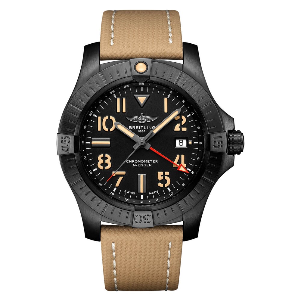 Breitling Avenger 45mm Night Mission Black Titanium Case Beige Watch