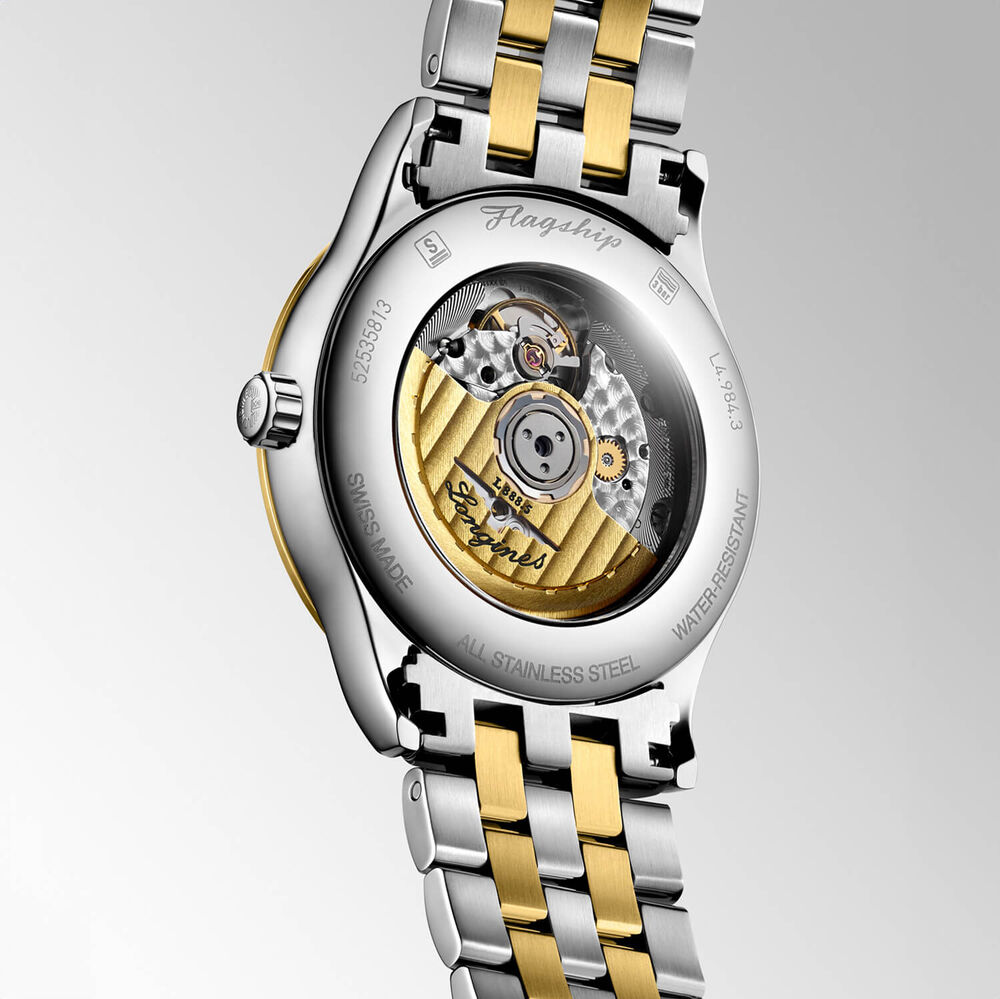 Longines Elegance Flagship Classic 40mm White Dial Yellow Gold PVD Steel Bracelet Watch image number 2