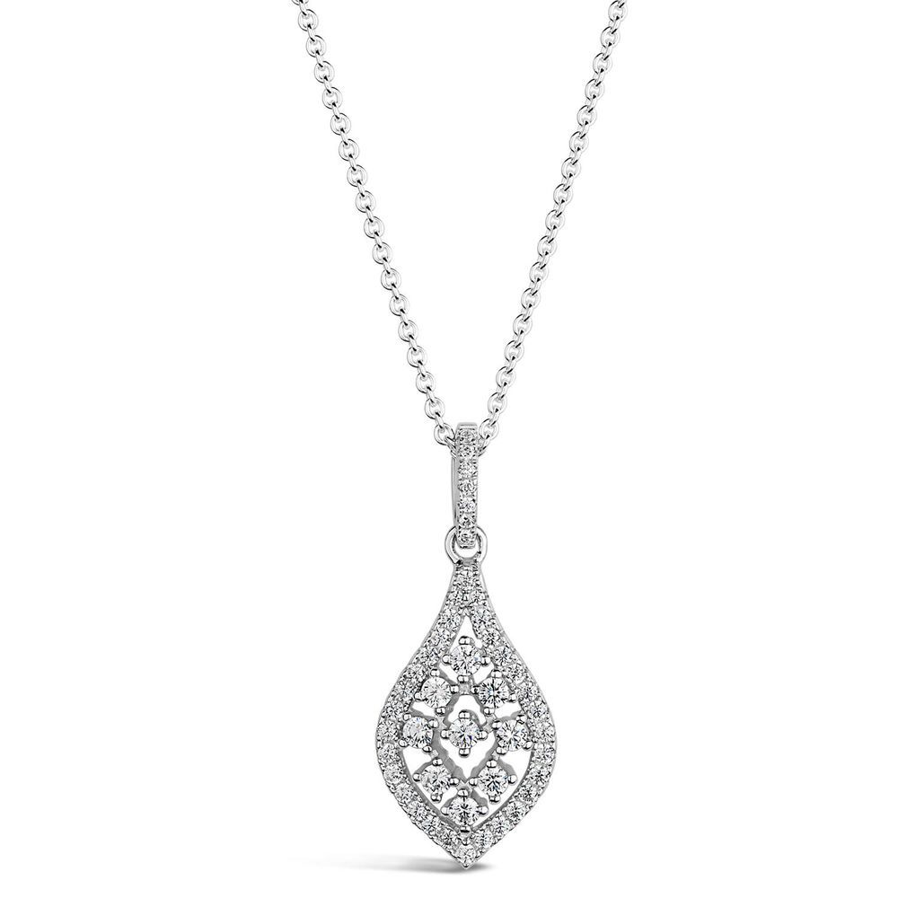 Silver cubic zirconia vintage-style pendant (Chain Included) image number 0