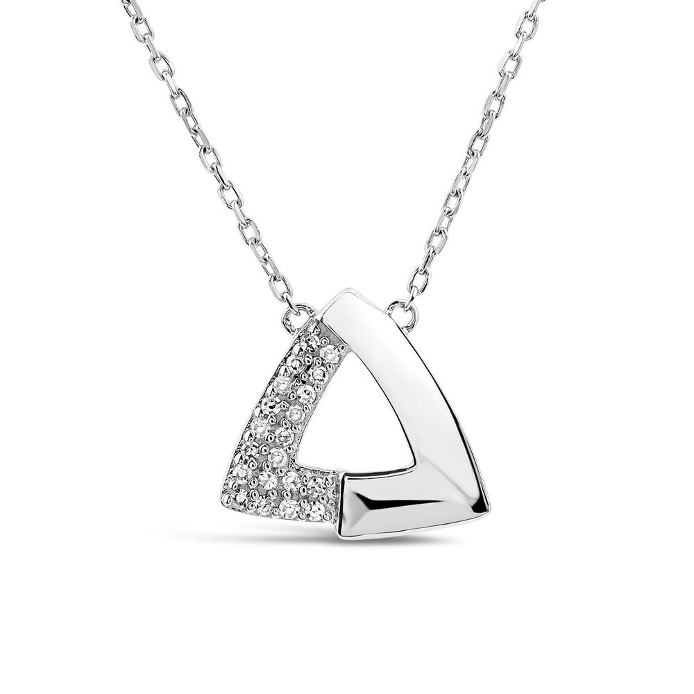 9ct White Gold 0.05ct Diamond Triangled Pave Necklet