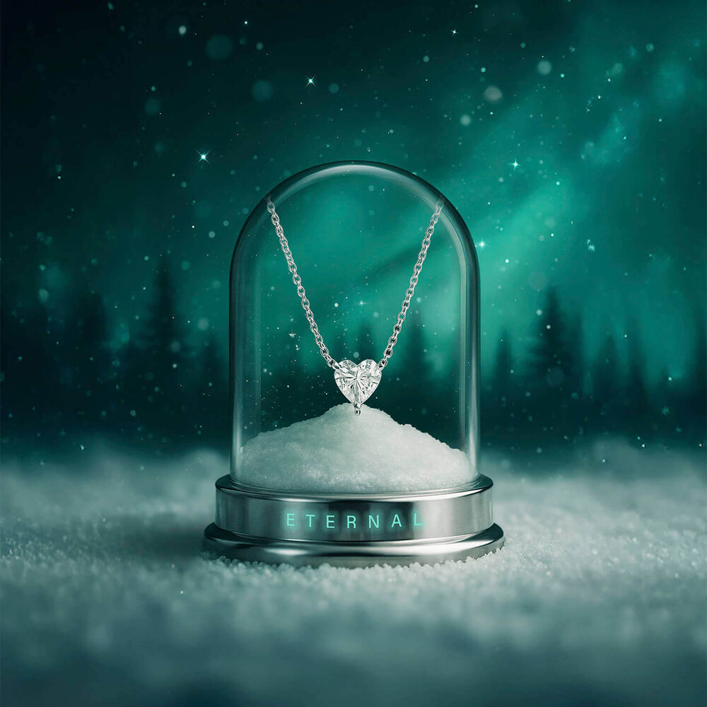 Born Classic 9ct White Gold Lab Grown 0.50ct Heart Shaped Diamond Pendant image number 3