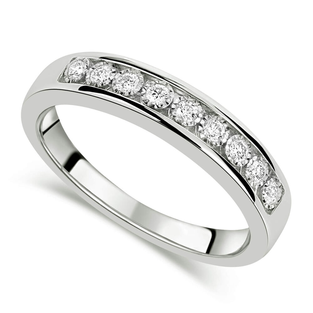 9ct White Gold 0.15ct Diamond Illusion Channel Set Eternity Ring