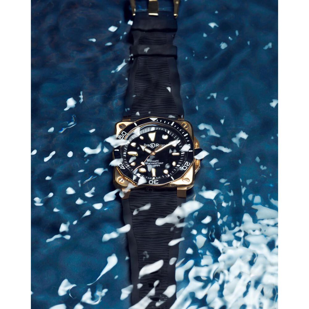 Bell & Ross BR-03 Diver 41mm Black Dial Bronze Case Rubber Strap Watch