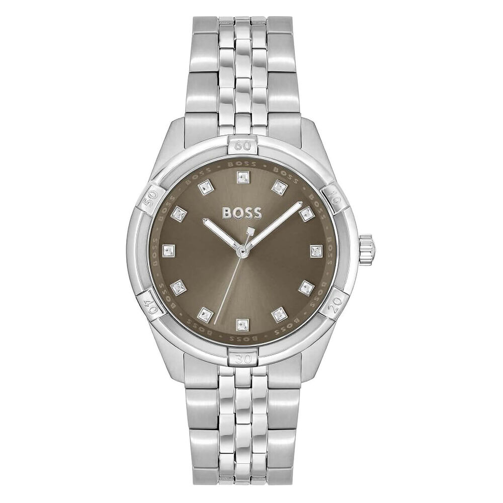 BOSS Rhea 36mm Khaki Dial Steel Bracelet Watch