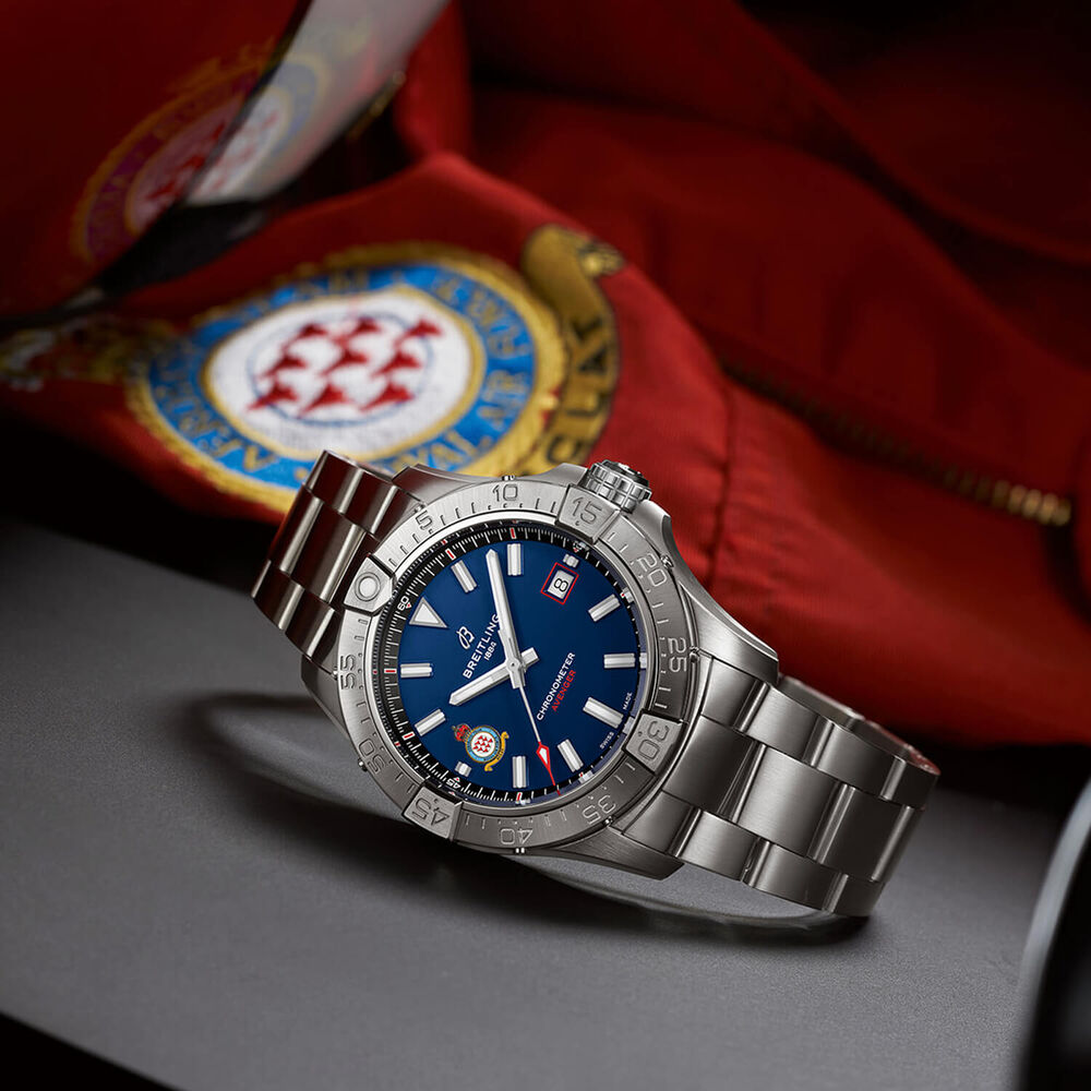 Breitling Avenger Auto 42 Red Arrows 60th Anniversary Edition Blue Dial Steel Bracelet Watch image number 5