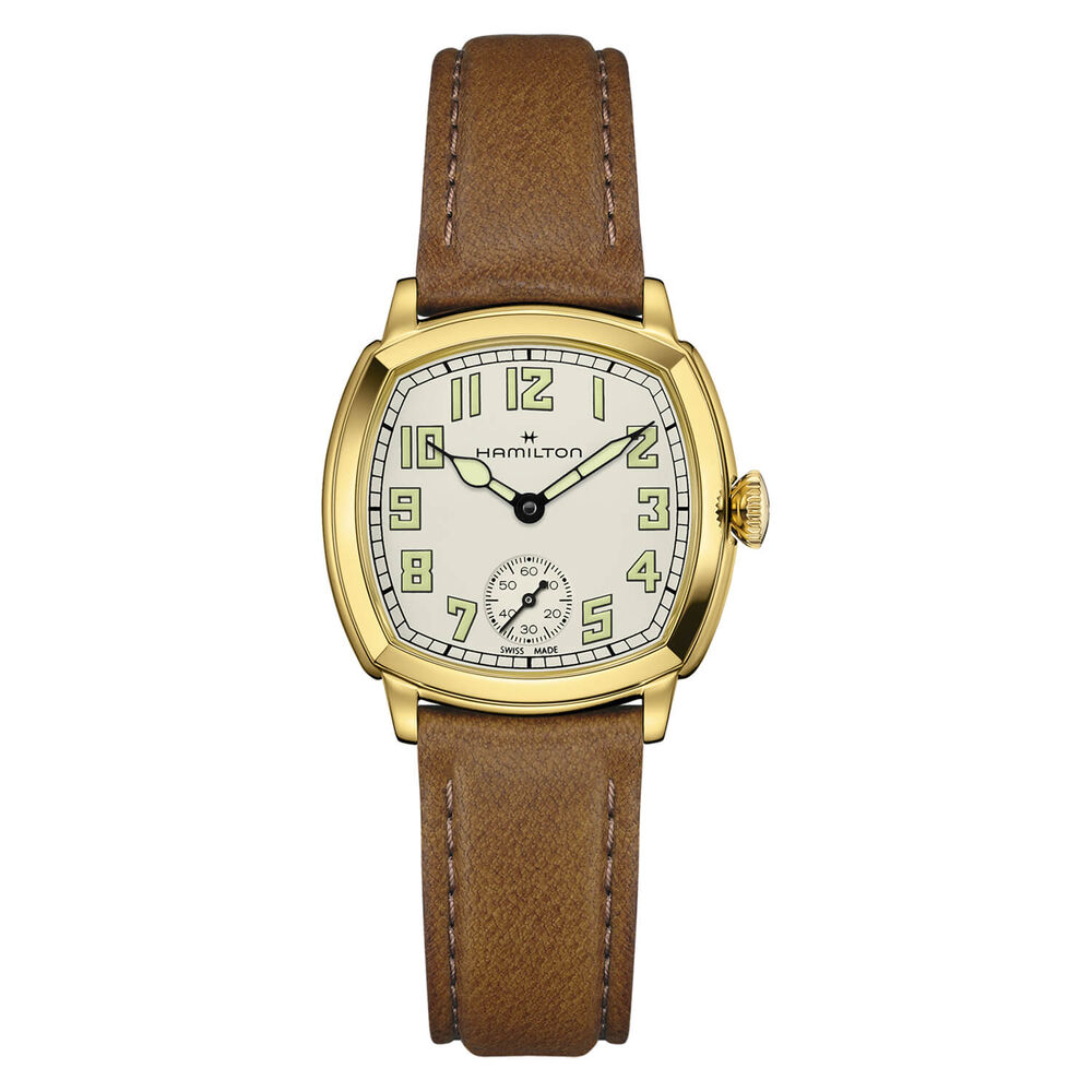 Hamilton American Classic 30mm Beige Dial Brown Leather Strap Watch