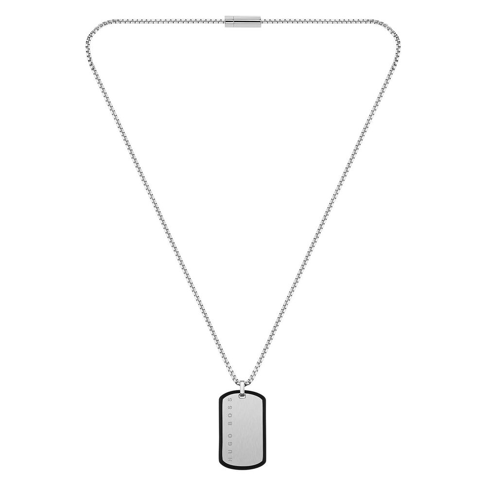 BOSS Gents ID Brushed Stainless Steel Dog Tag Necklace