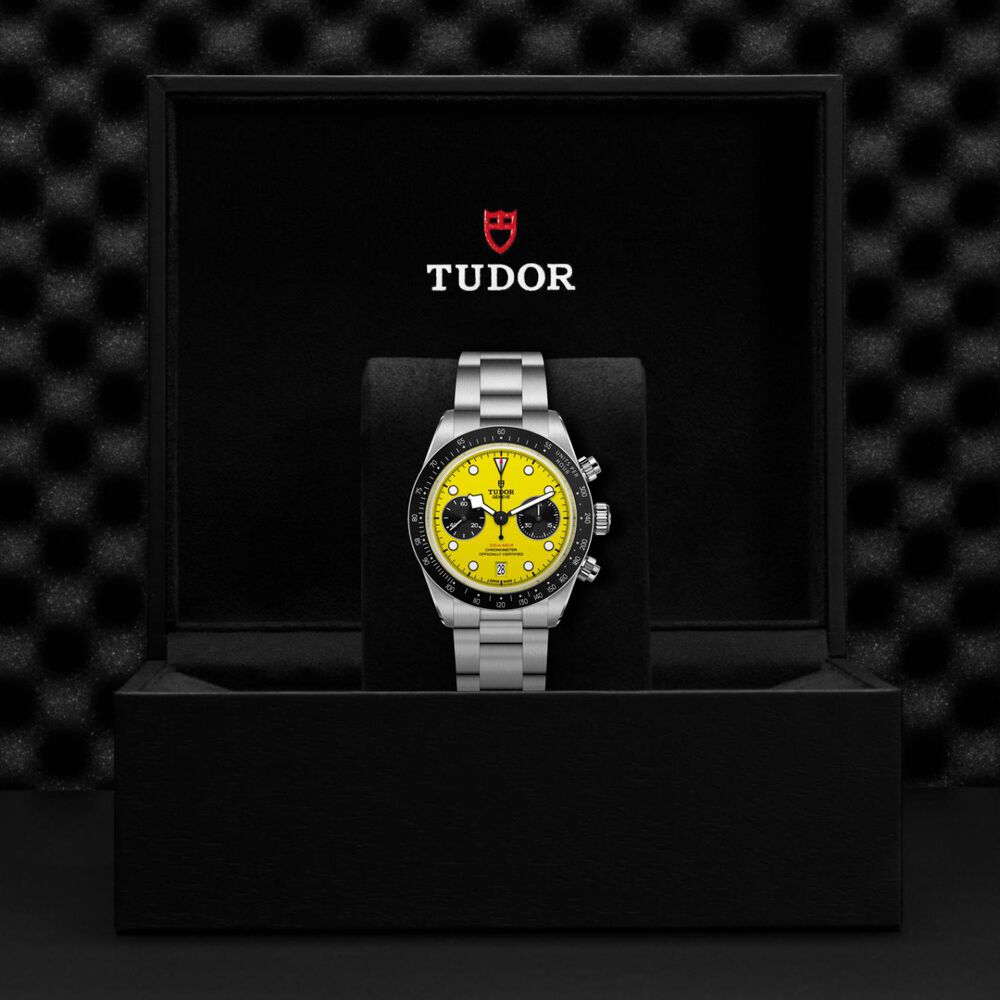 TUDOR Black Bay Chrono Bumblebee 39mm Yellow & Black Dial Steel Bracelet Watch