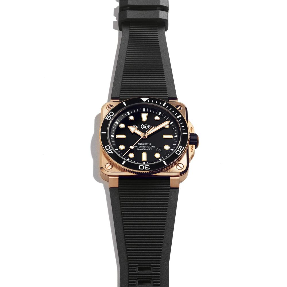 Bell & Ross BR-03 Diver 41mm Black Dial Bronze Case Rubber Strap Watch