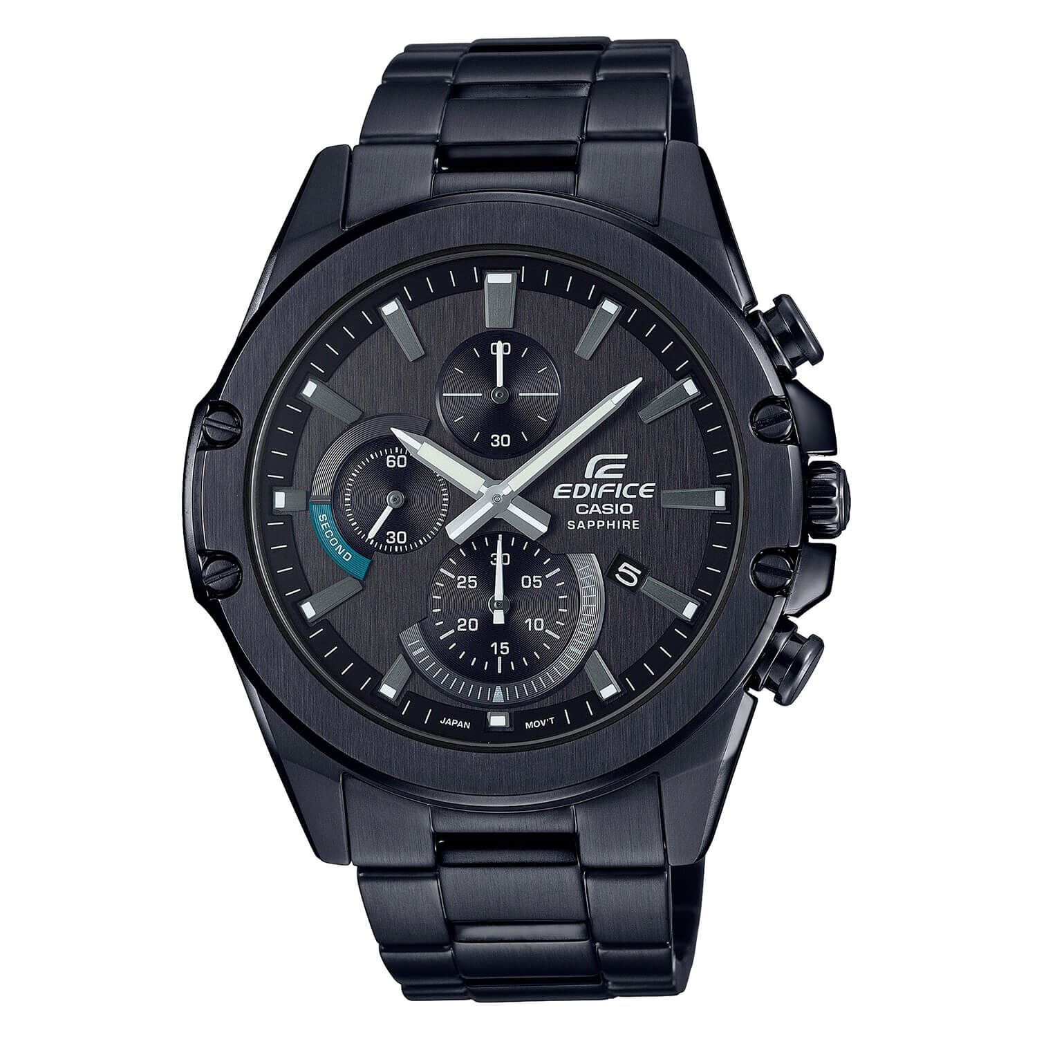 Casio Edifice Slim Black Dial Chrono Black Case Bracelet Watch