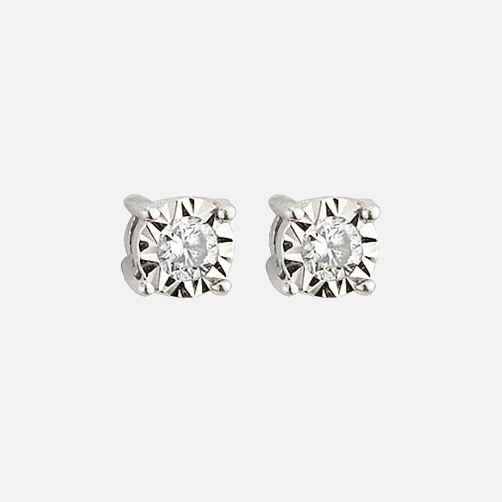 9ct White Gold Illusion 0.07ct Diamond Stud Earrings