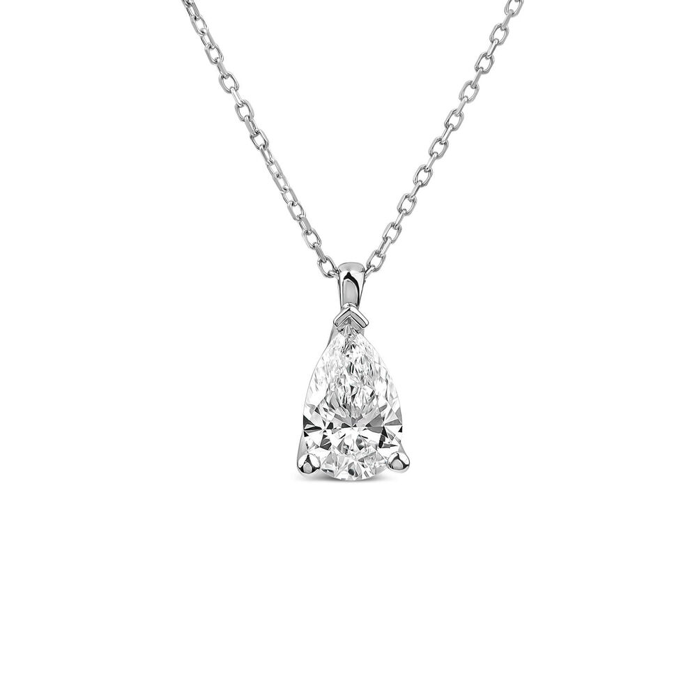 Born 9ct White Gold 1.00ct Lab Grown Pear Diamond Pendant image number 0