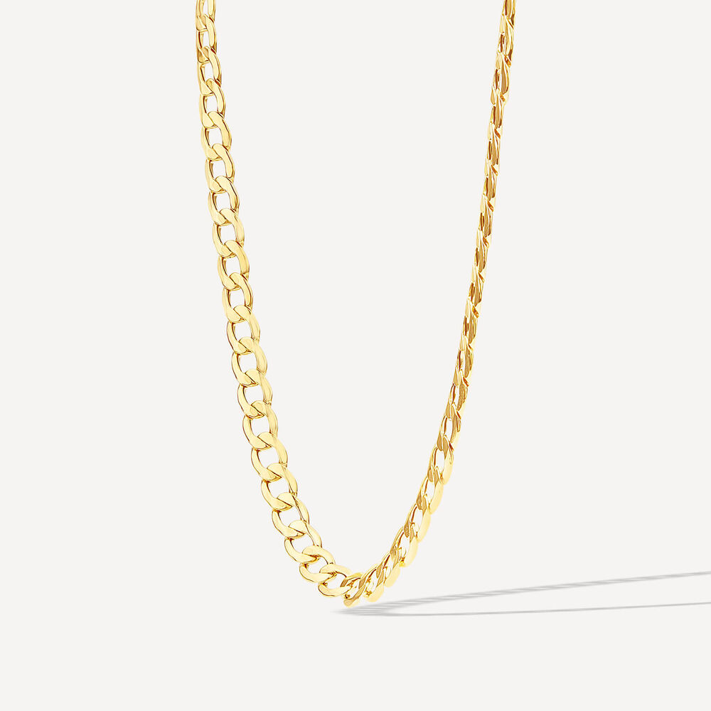 9ct Yellow Gold Six Sided Diamond Cut 20'' Curb Chain Necklace
