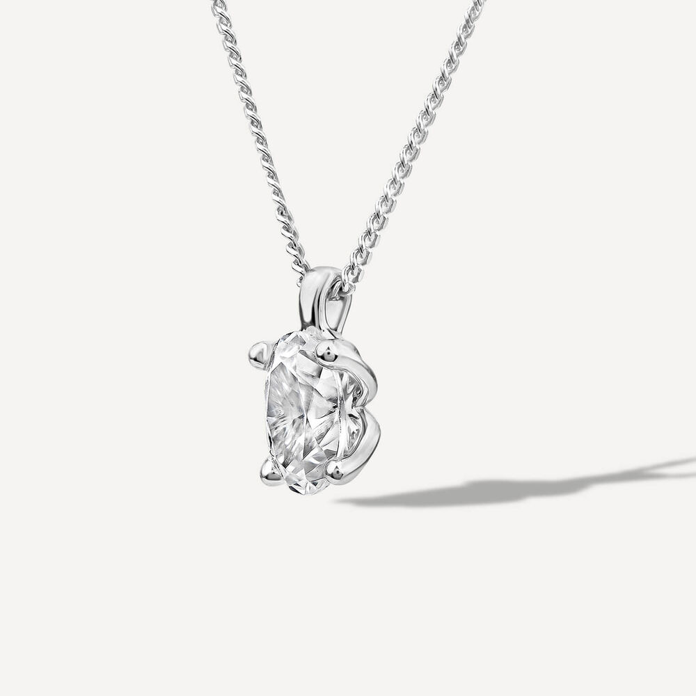 Born 18ct White Gold Lab Grown 0.50ct Oval Diamond Pendant