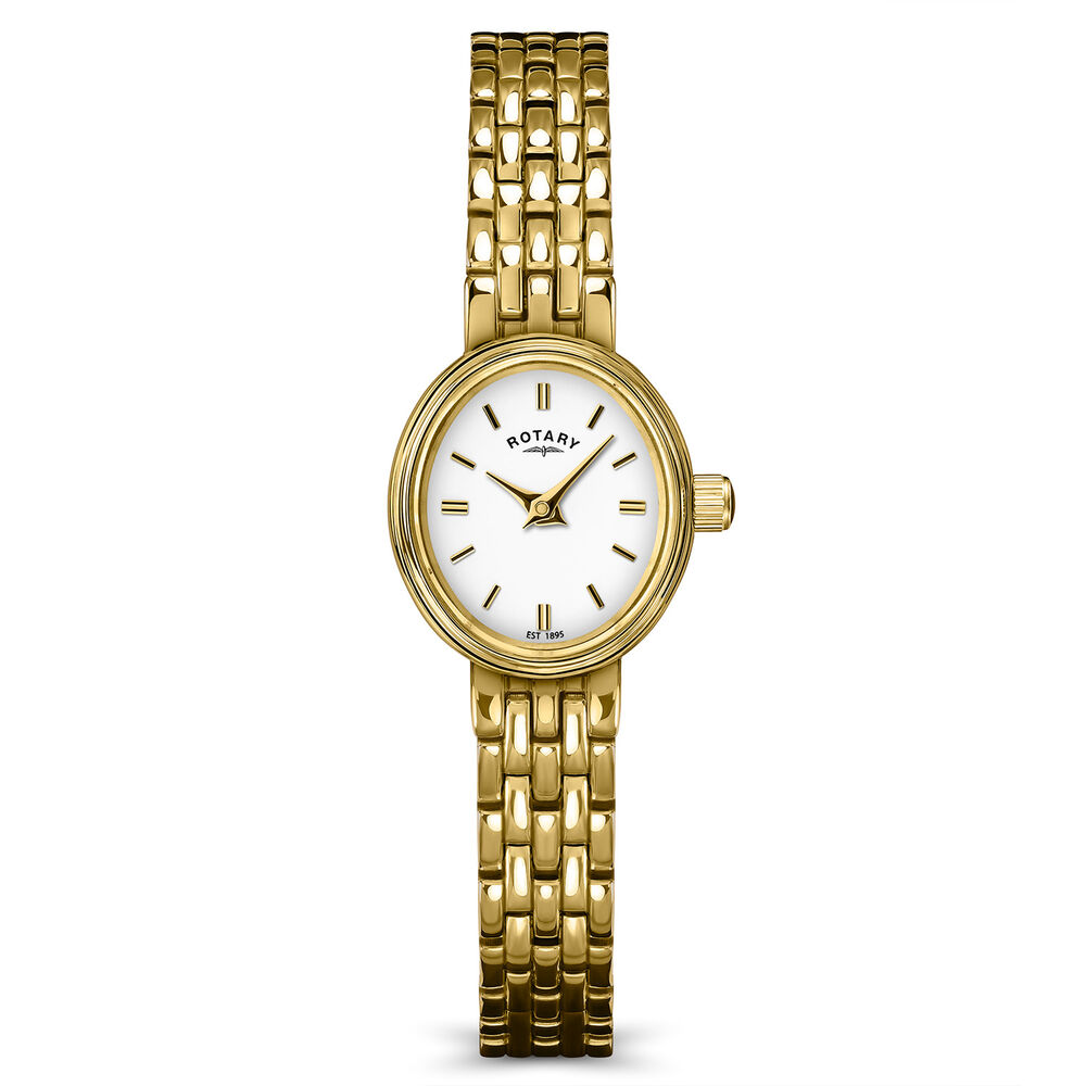 Rotary Cocktail 18mm White Dial Gold Plated Stainless Steel Bracelet Watch