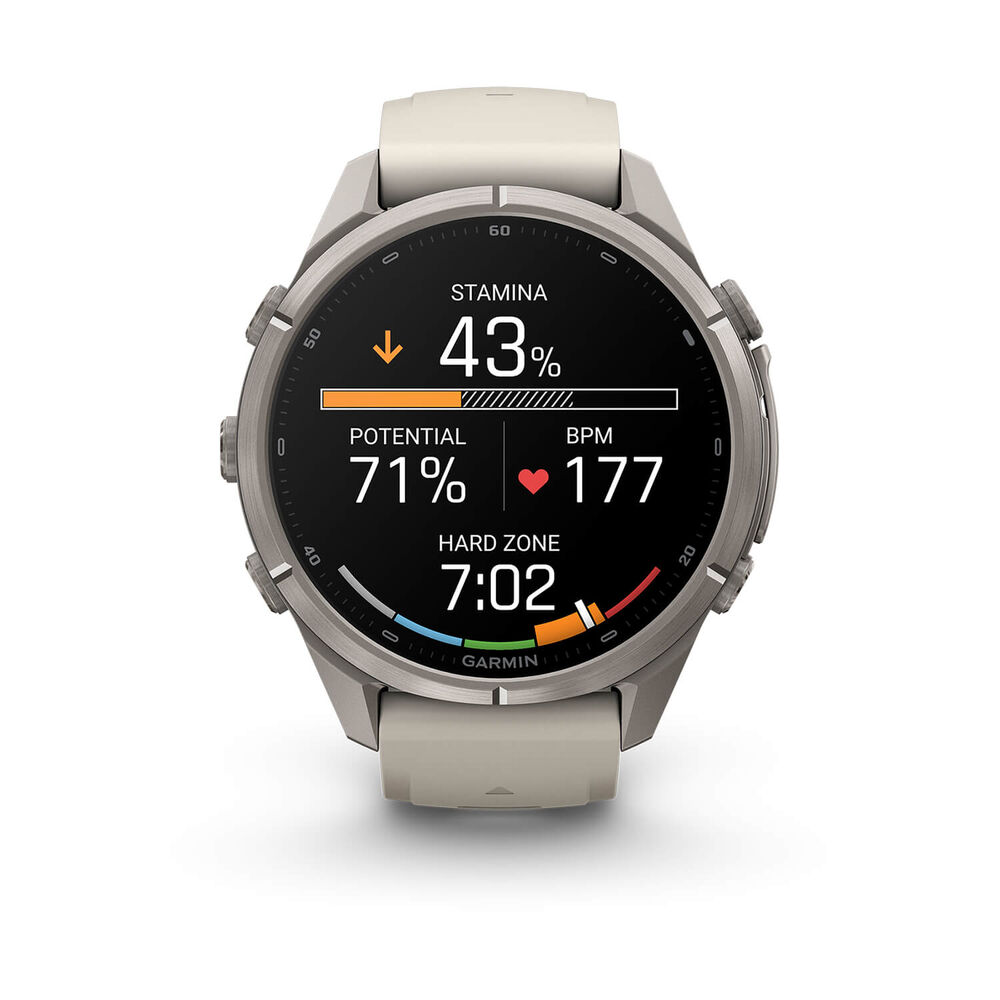 Garmin fenix 9 Pro 43mm Titanium Fog Grey/Dark Sandstone Silicone Strap Watch