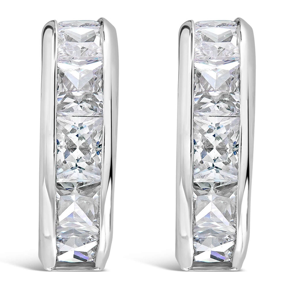 9ct white gold cubic zirconia channel-set earrings image number 0