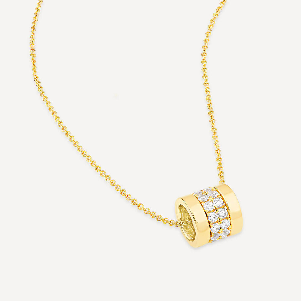 9ct Yellow Gold Double Row Cubic Zirconia Barrel Pendant image number 3