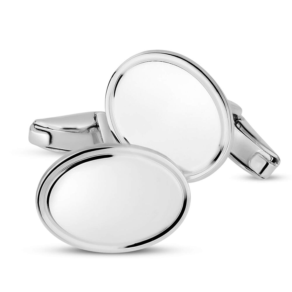 Sterling Silver Oval Plain Cufflinks image number 2