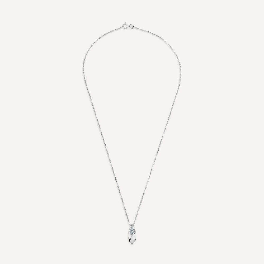 9ct White Gold Tear Shape Cubic Zirconia Pave Pendant image number 2
