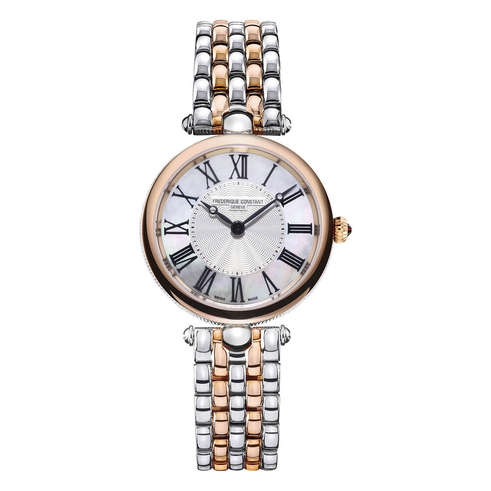 Frederique Constant Ladies Art Deco 30mm Quartz Pearlised Dial PVD Steel Case Bracelet Watch image number 0