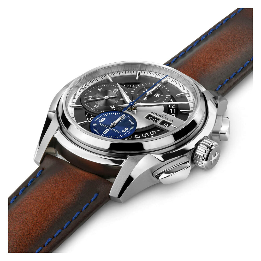 Hamilton Jazzmaster Face2Face 44mm Silver Dial Brown Strap Watch image number 2