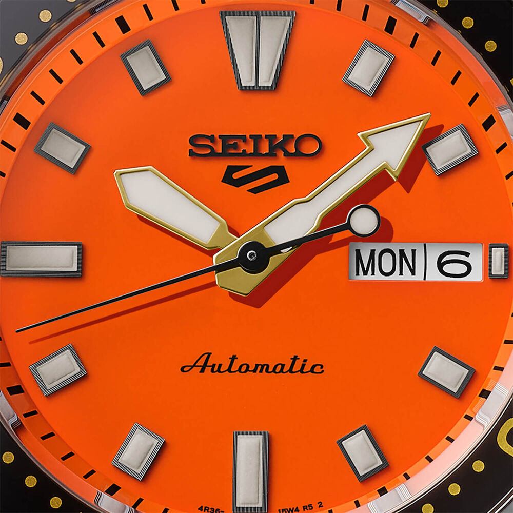 Seiko 5 Sport SKX Redux 'Daichi Orange' 42.5mm Dial Black Rubber Strap Watch
