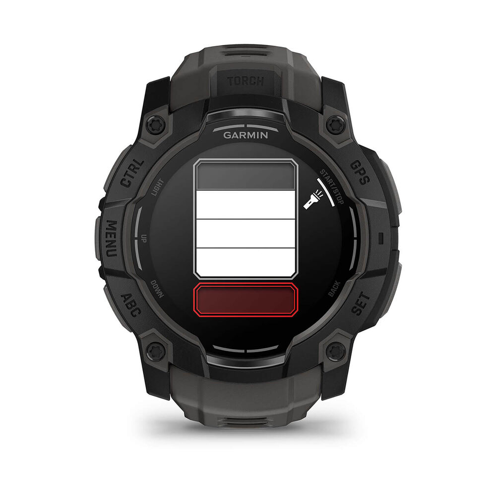 Garmin Instinct 3 AMOLED 50mm Black Bezel Charcoal Silicon Strap Watch image number 3