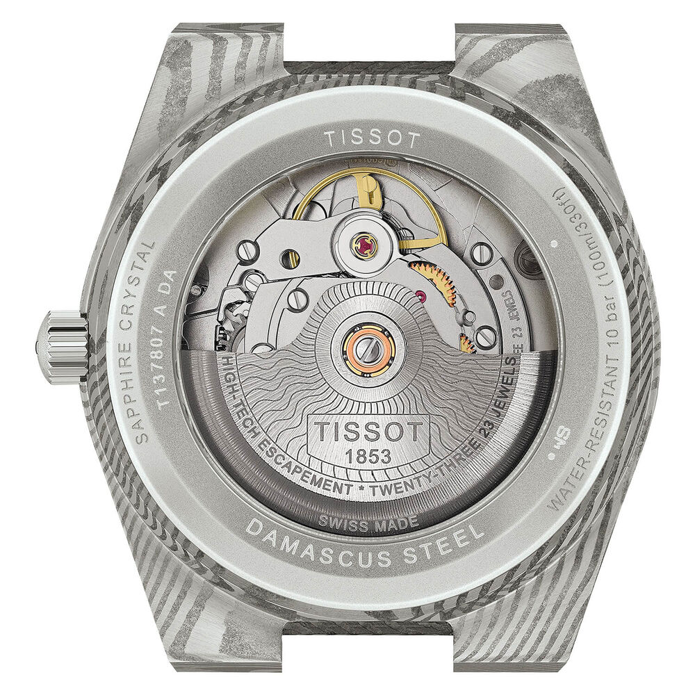 Tissot PRX Damascus Steel 38mm Dial Black Leather Strap Watch image number 4