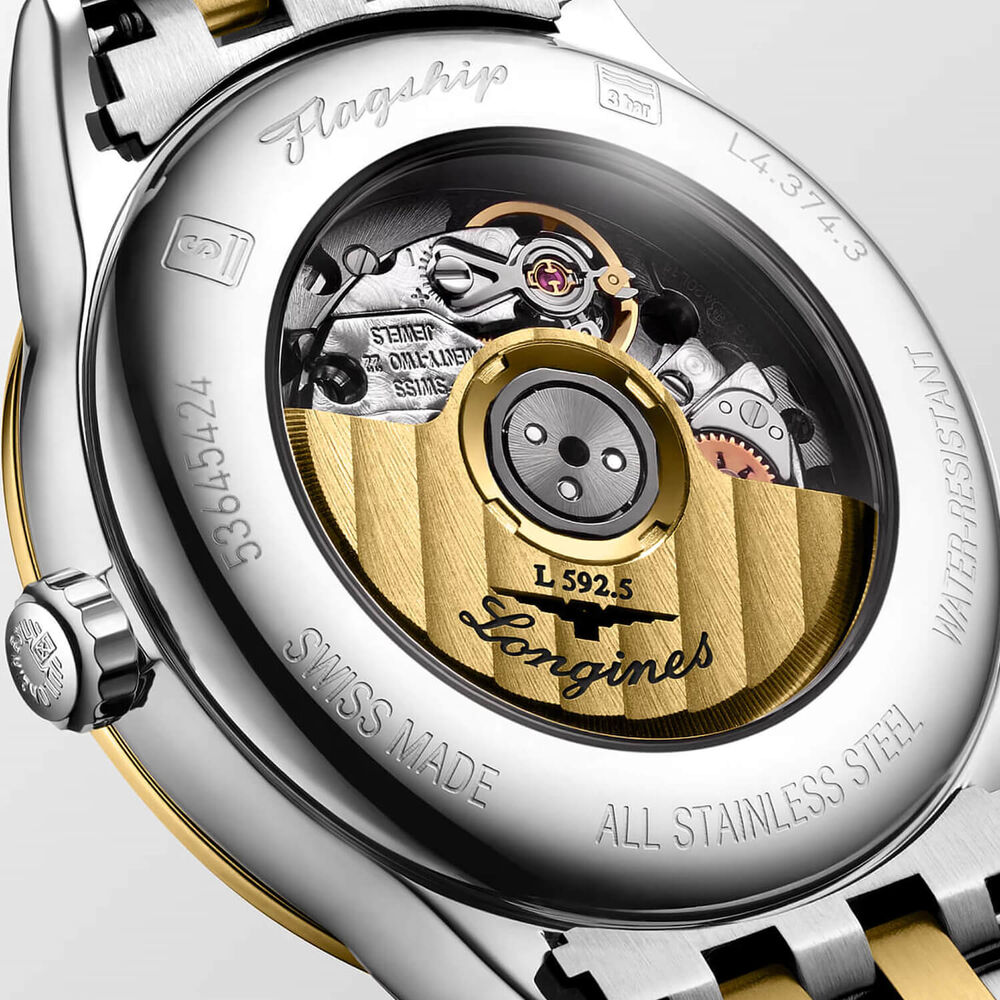 Longines Elegance Flagship Classic 30mm White Dial Diamond Dots Gold PVD Steel Bracelet Watch image number 4
