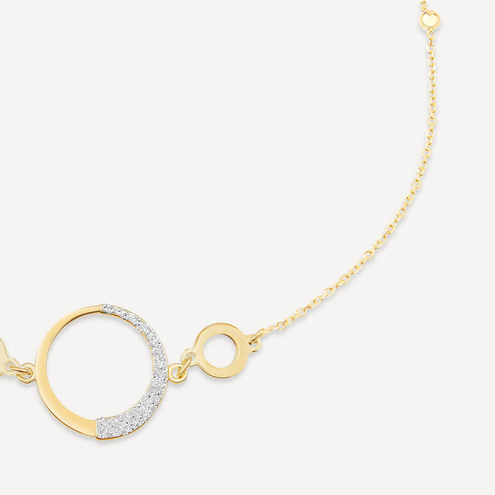 9ct Yellow Gold Half Glitter & Polished Circle Chain Bead Bracelet image number 1