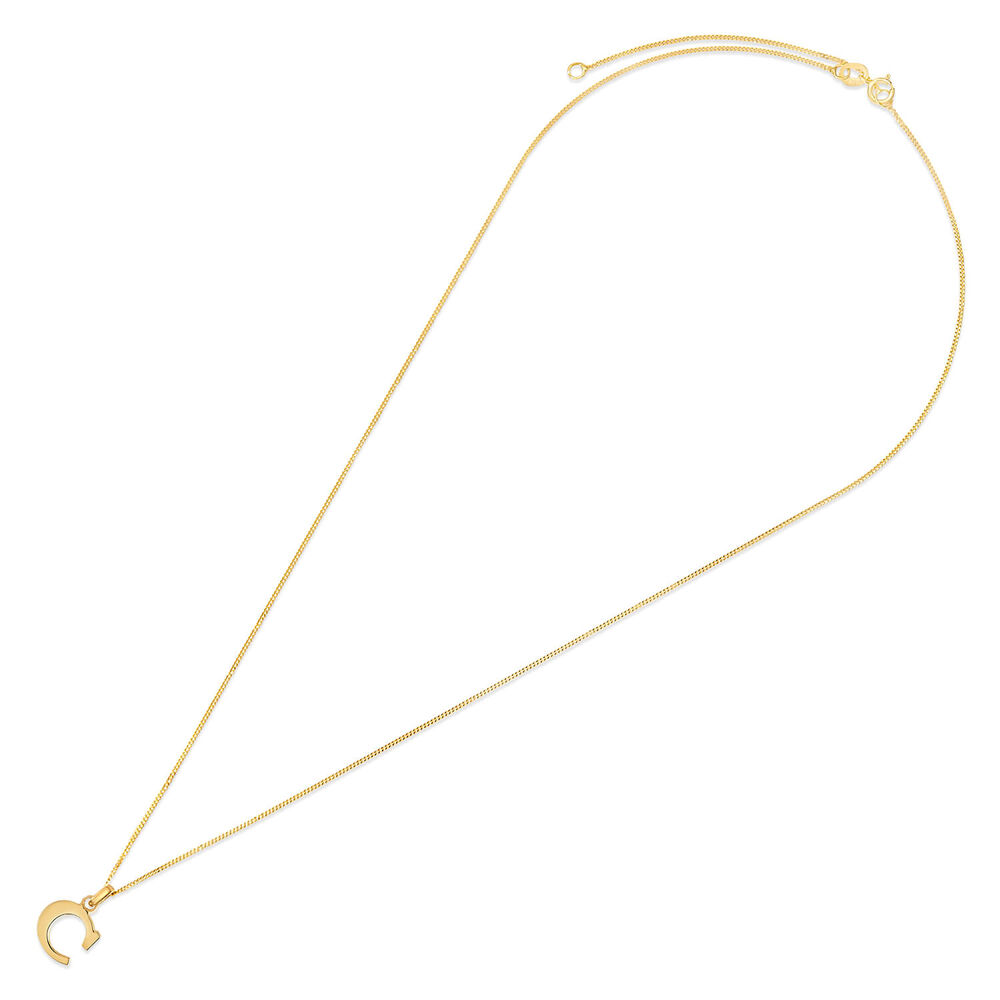 9ct Yellow Gold Plain Initial C Pendant With 16-18' Chain (Chain Included) image number 3