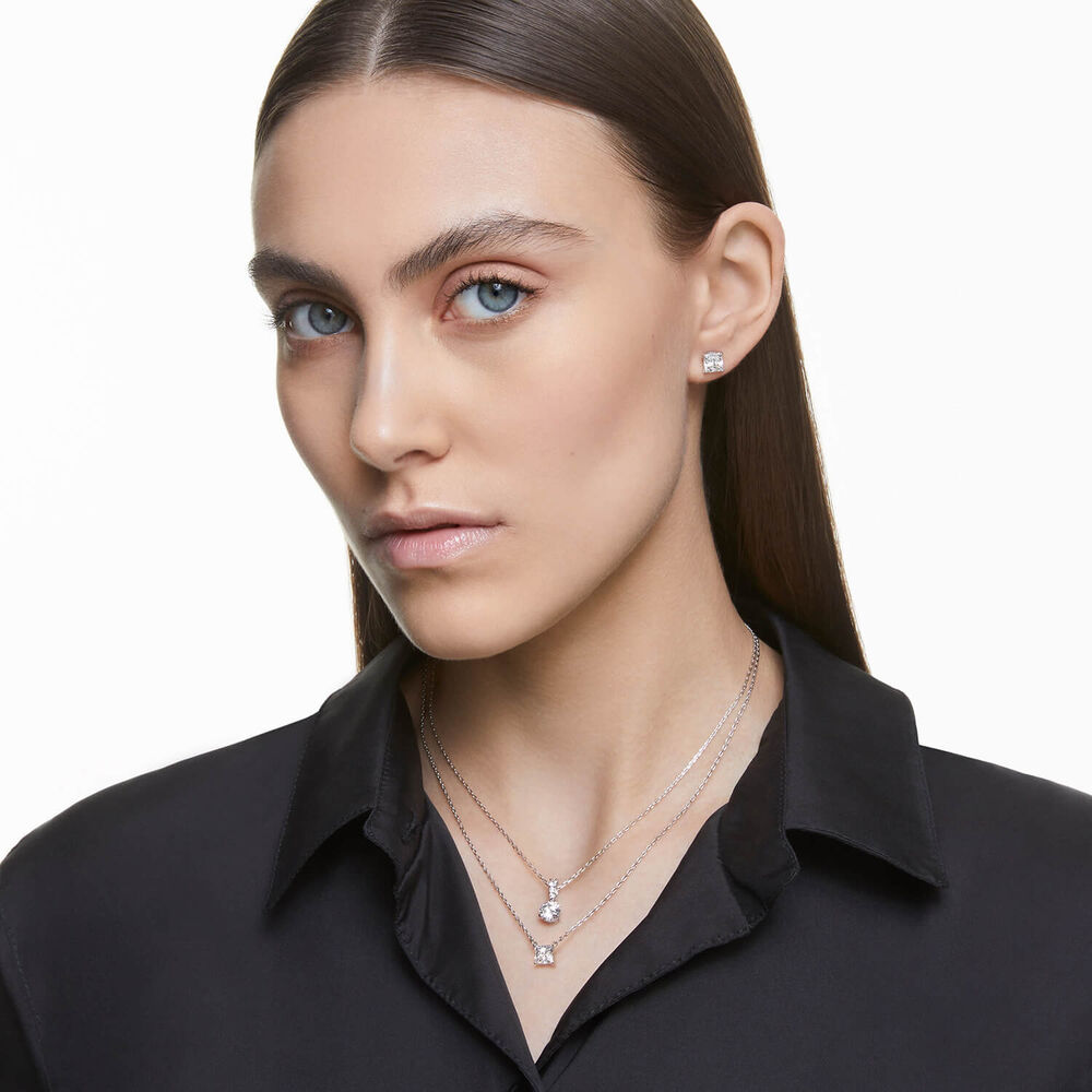 Swarovski Stilla Cubic Zirconia Rhodium Plated Stud Earrings